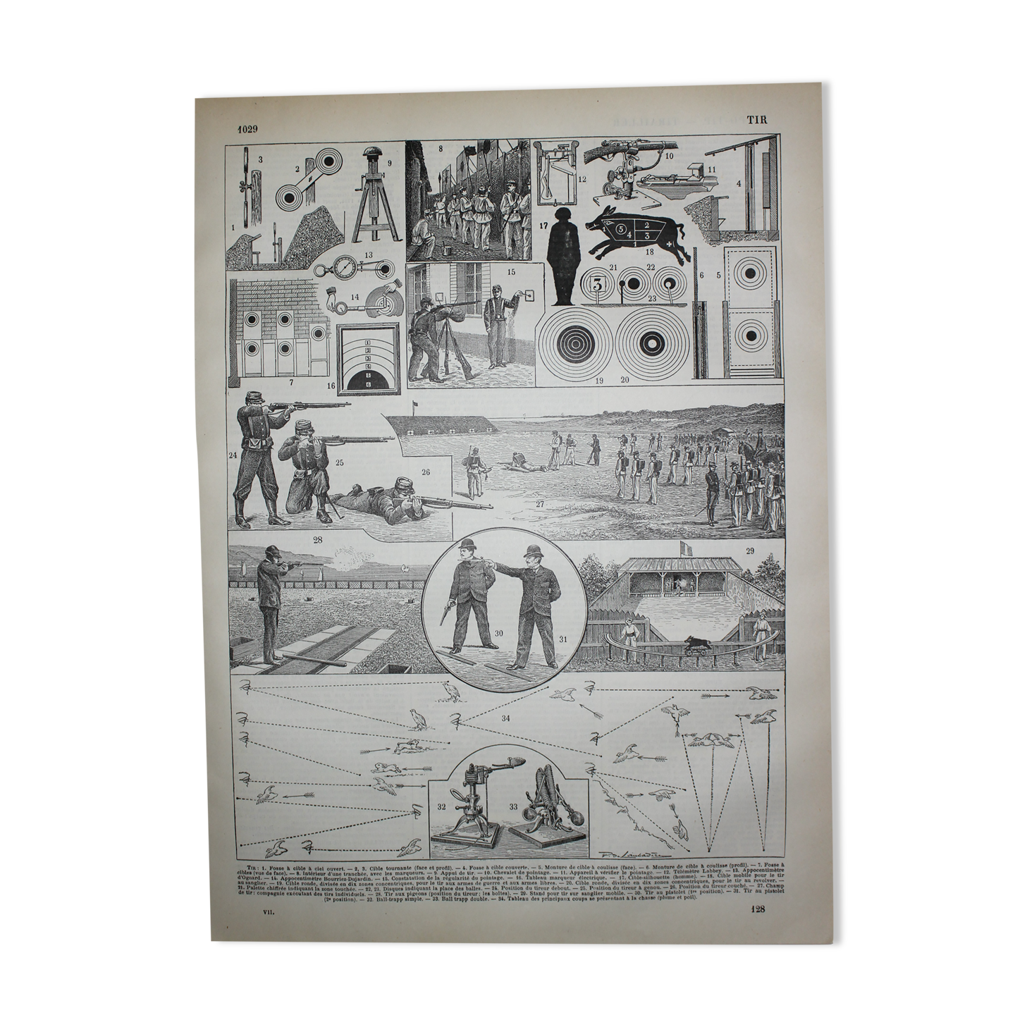 Lithograph • Shooting, sport, gun, hunting, target • Original engraving from 1898