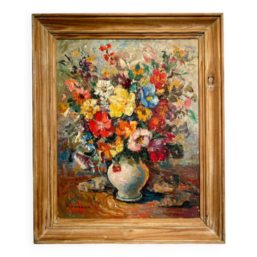 Still life with wild flowers, signed, early 20th century.
