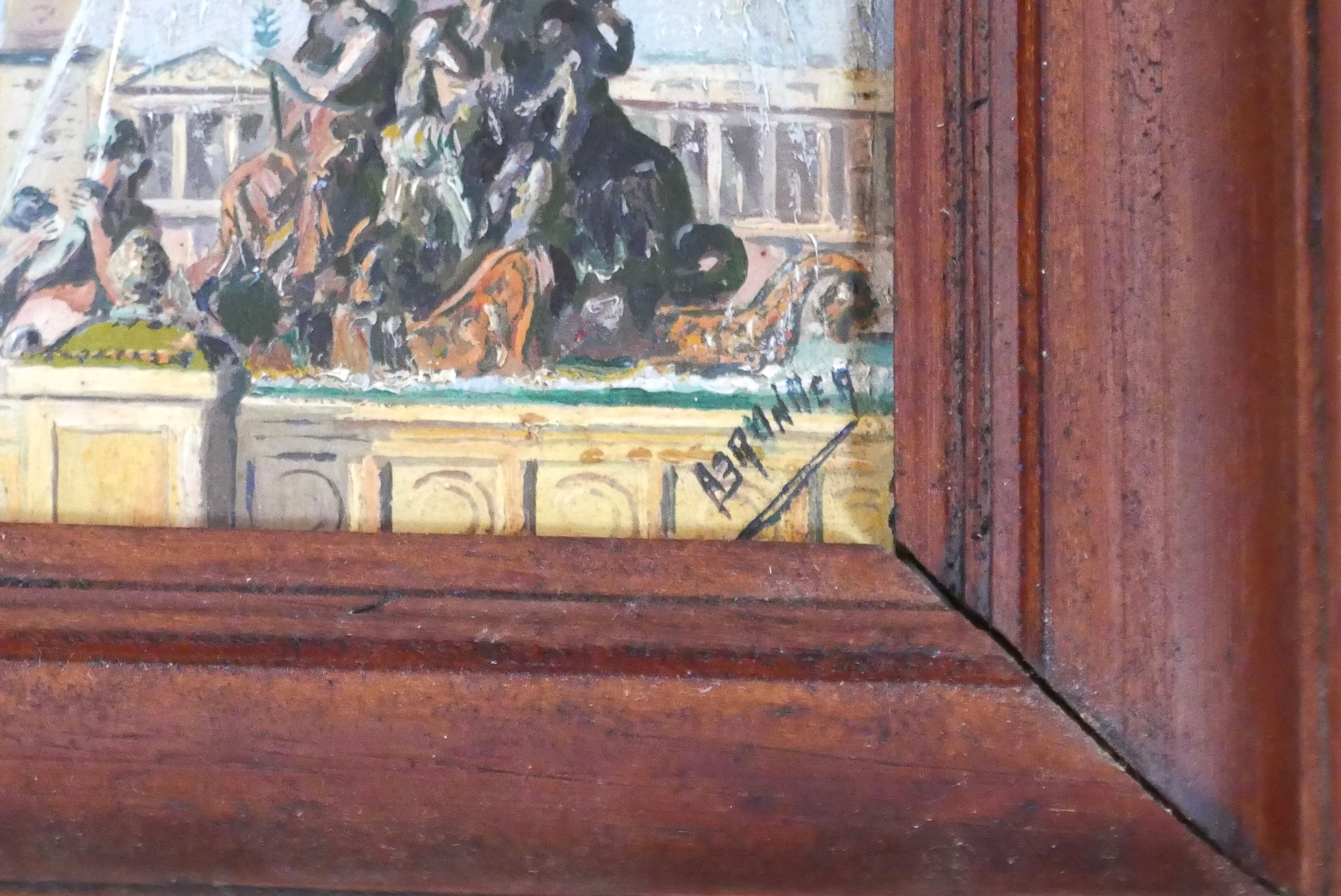 Tableau, peinture de la Place de la Concorde signée, Paris