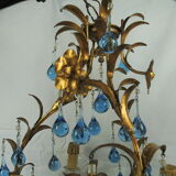 Lustre pampilles bleues a 3 feux