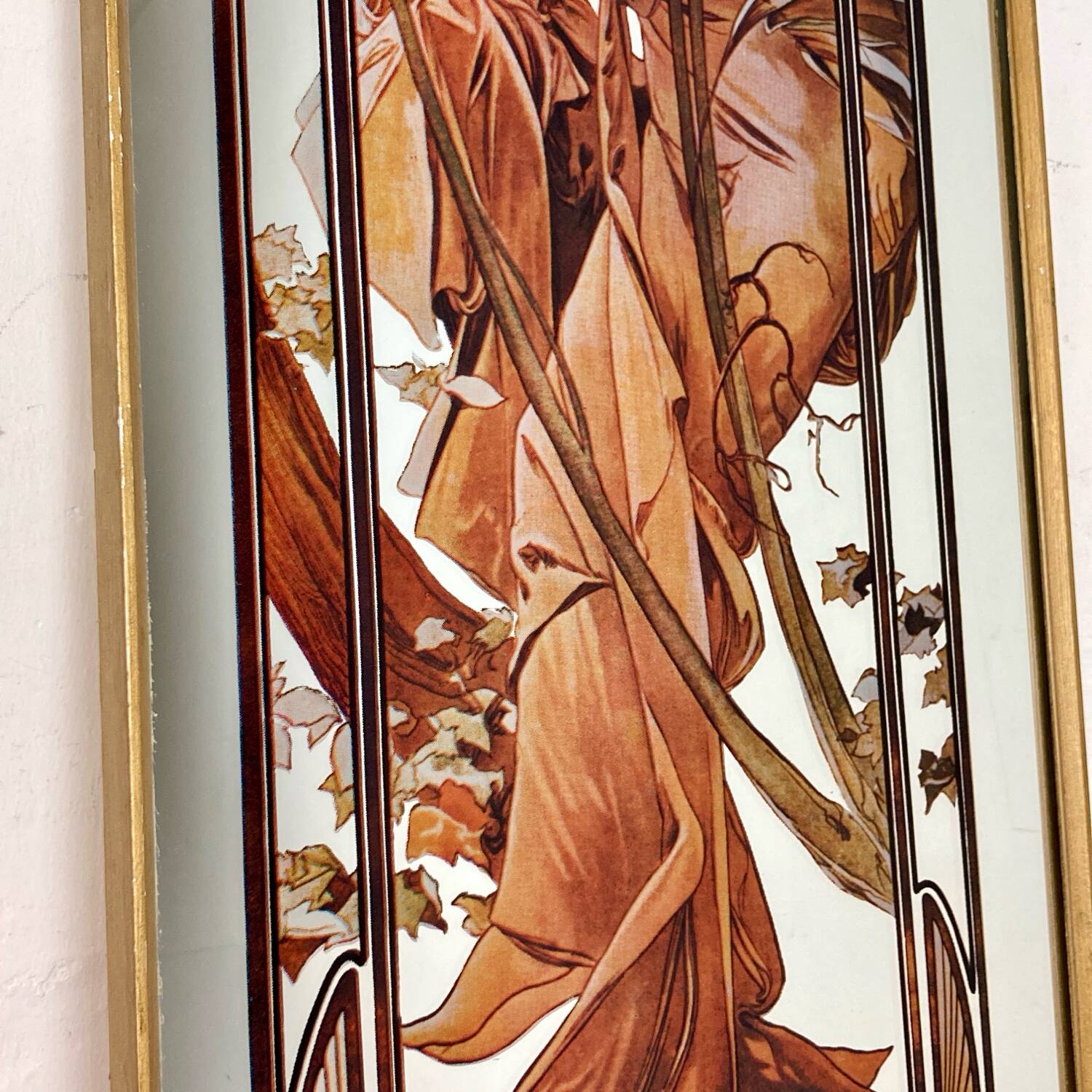 Vintage Alphonse Mucha Reverie De Soir Mirror, Art Nouveau