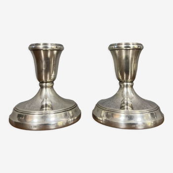 Pair of solid silver table candlesticks circa 1890-1900