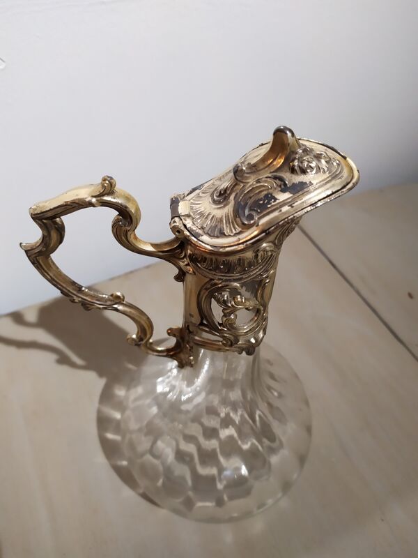 Aiguière en verre et metal argenté