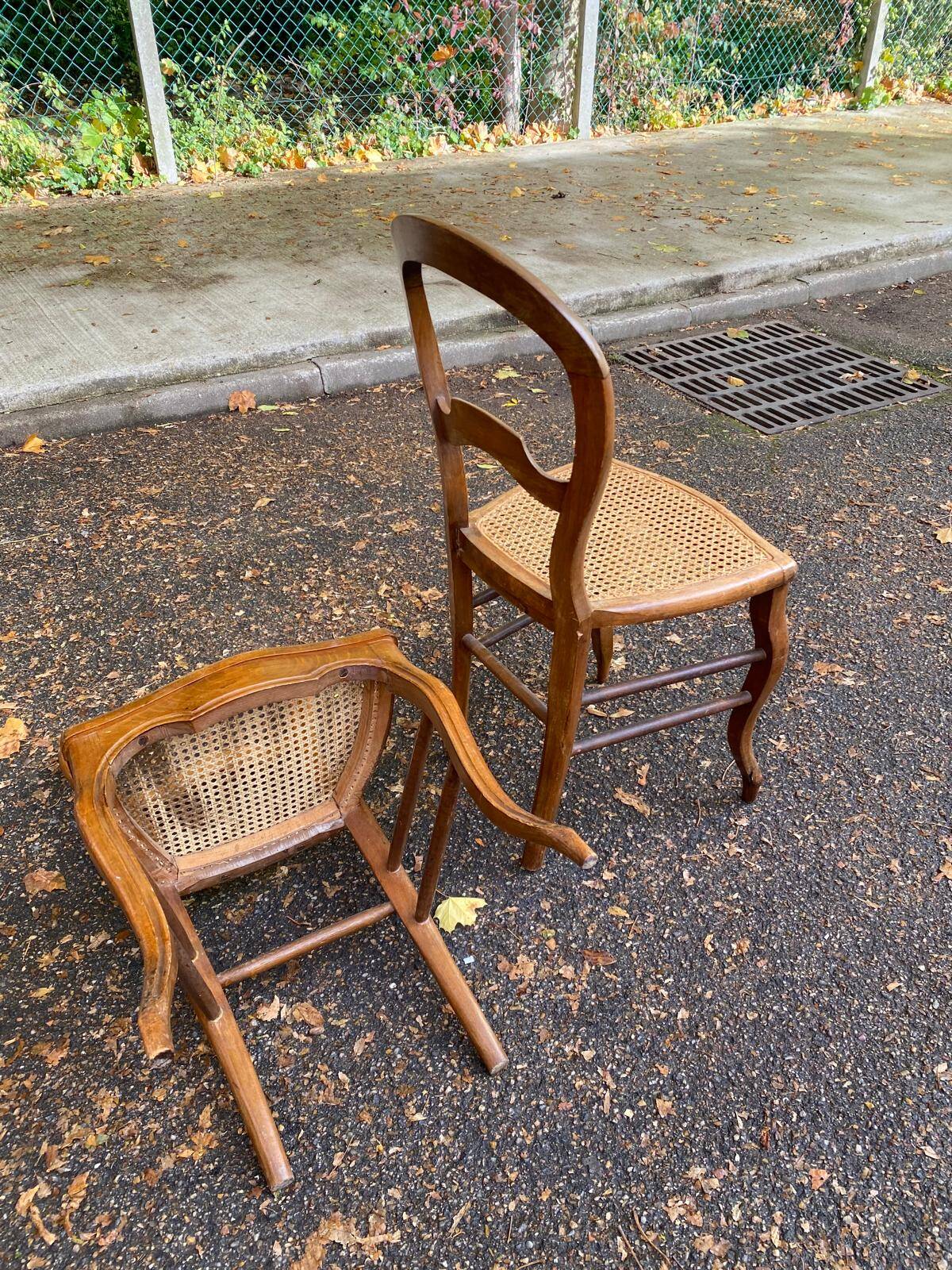 2 Louis Philippe caned chairs in solid wood from the 20th century