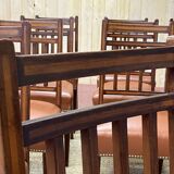 Suite of 12 English chairs nineteenth in mahogany and imitation leather