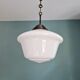 Large Art Deco pendant light in white opaline, 1930.