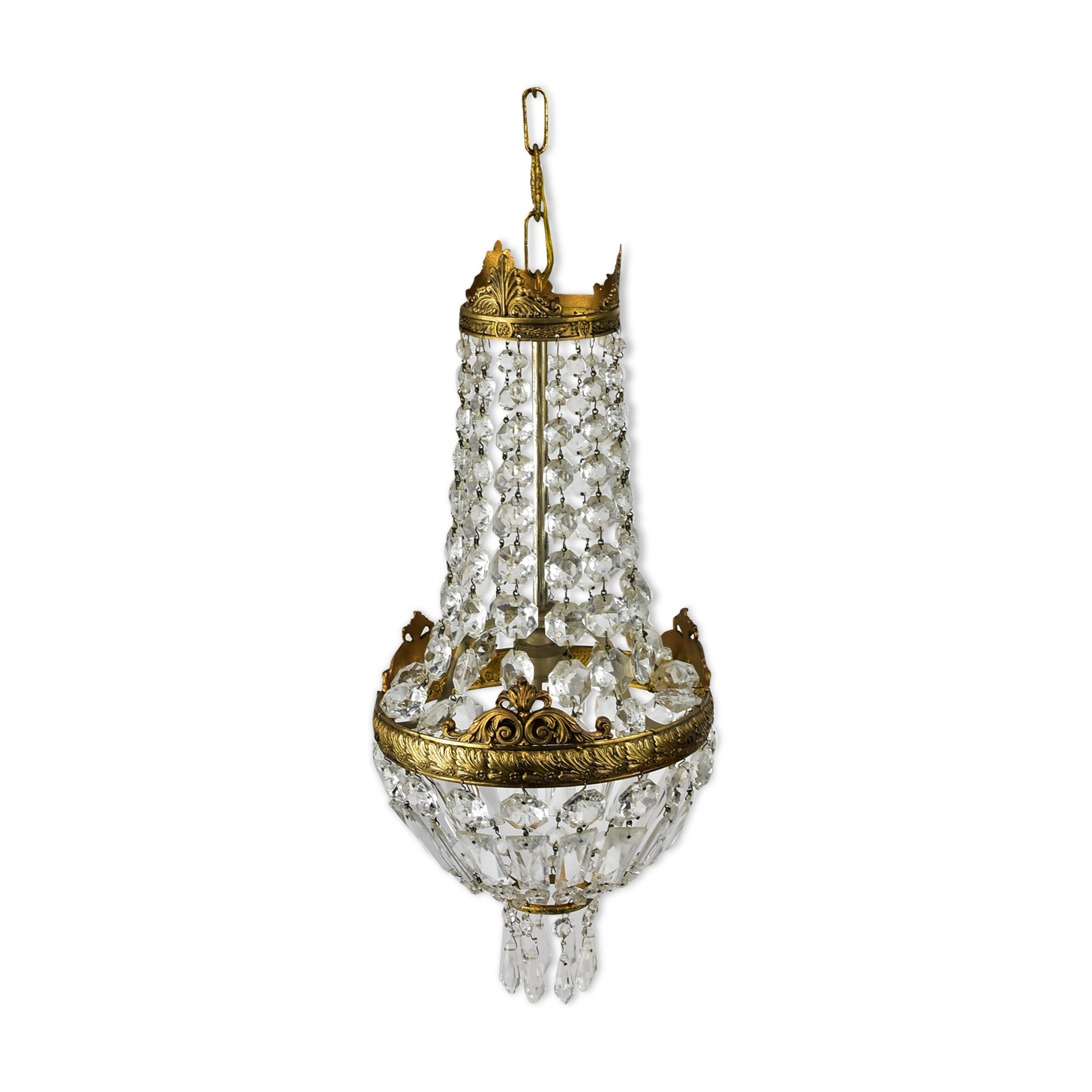 Chandelier vintage brass and glass grapevine