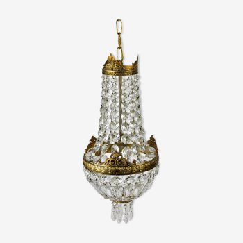 Chandelier vintage brass and glass grapevine