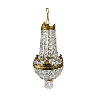 Chandelier vintage brass and glass grapevine