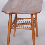 Table basse, cerisier, rotin, années 1950, Tchéquie