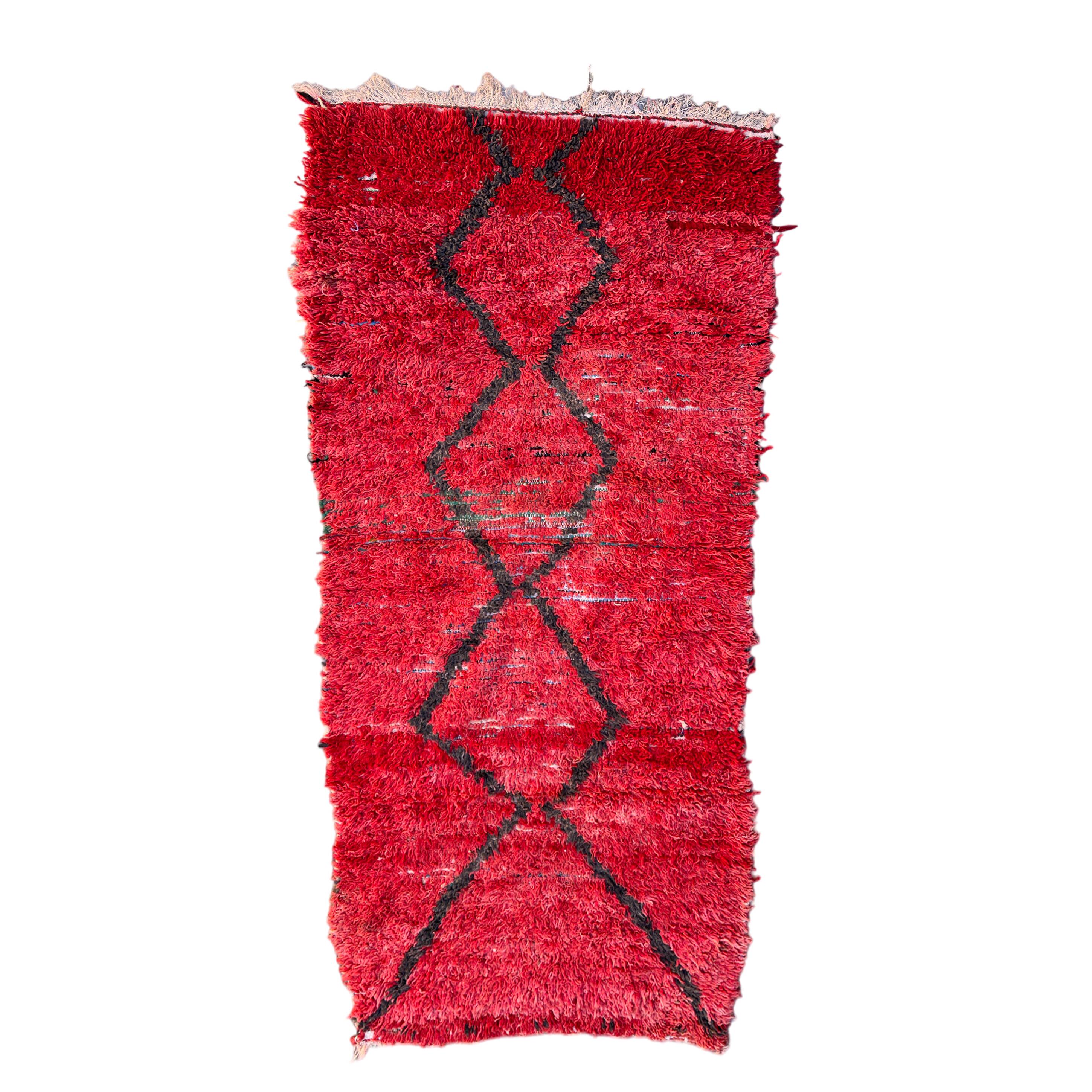 Red Boujad Moroccan rug - 100 x 229 cm