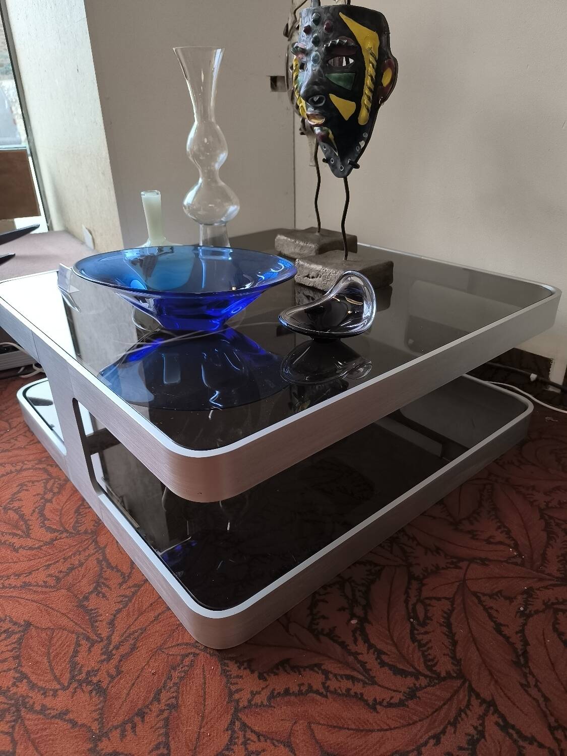 Brushed aluminum coffee table circa 1970