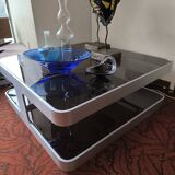 Brushed aluminum coffee table circa 1970
