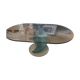 90s Sculptural Glass Coffee Table - Aqua Spiral Base
