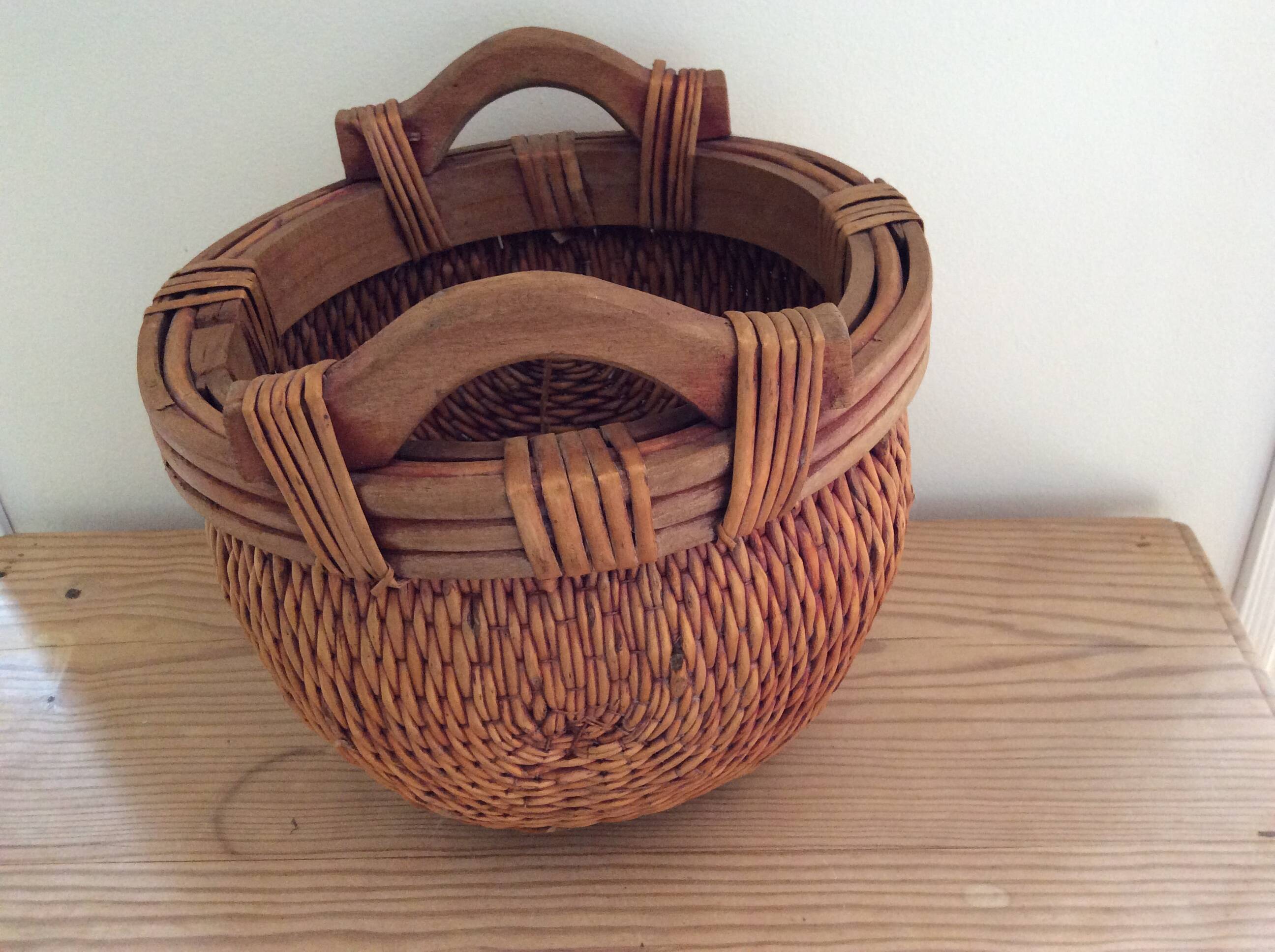 Wooden and wicker basket