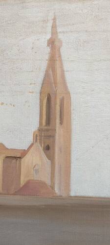 Oil painting on canvas Florence view of Santa Maria Novella early 1900