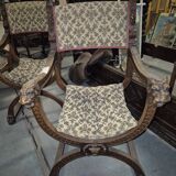 Pair of Renaissance style walnut armchairs
