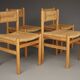 4 dining chairs in pine and sea rush in the style of Charlotte Perriand, 1960s