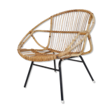 Rohe Noordwolde rattan and metal lounge chair, The Netherlands 1950's
