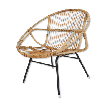 Rohe Noordwolde rattan and metal lounge chair, The Netherlands 1950's