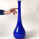 Large Murano blown glass bud vase, cobalt blue, 50cm