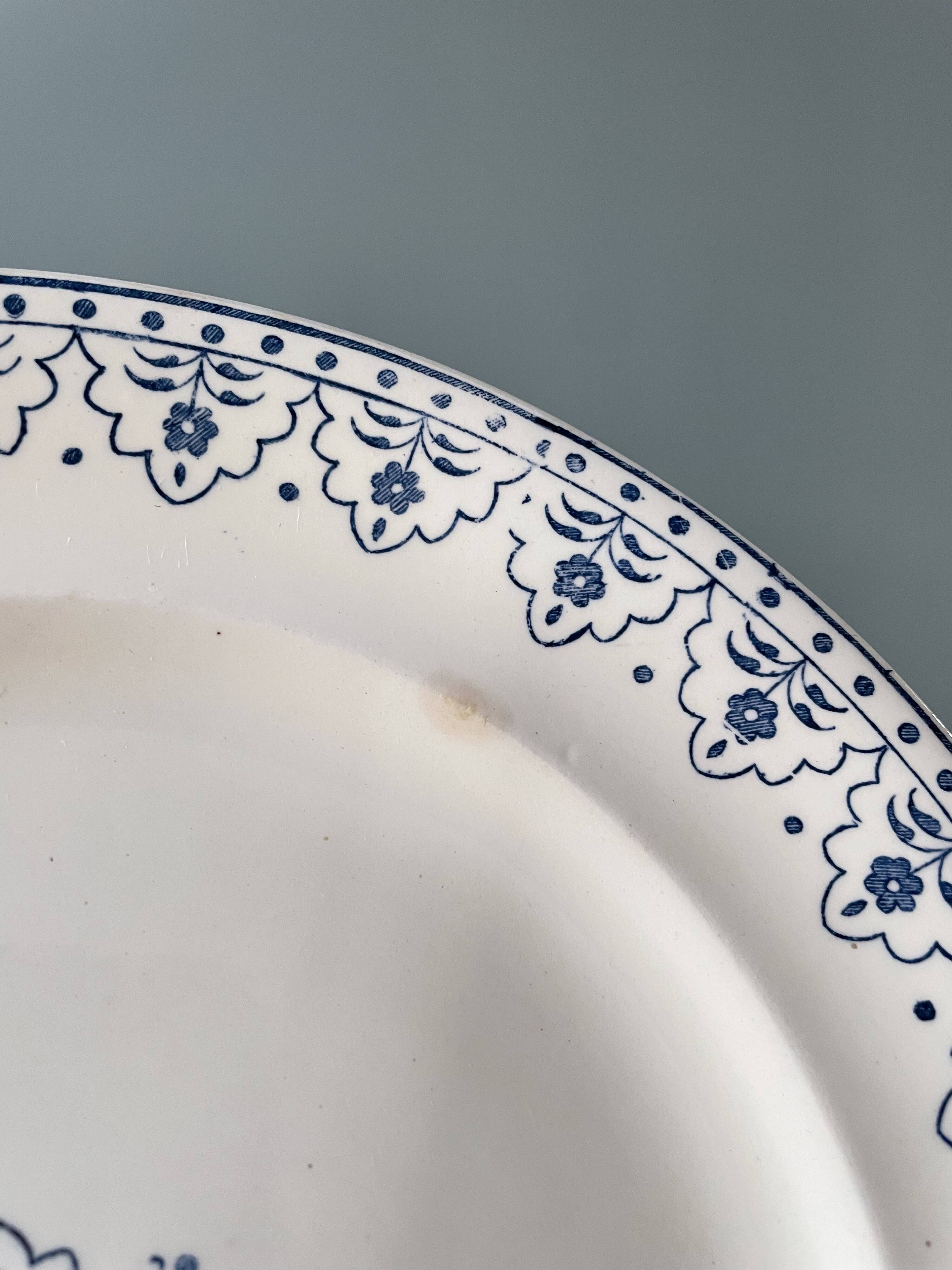 Series of 12 flat plates XIXth earthenware Terre de Fer Clairefontaine