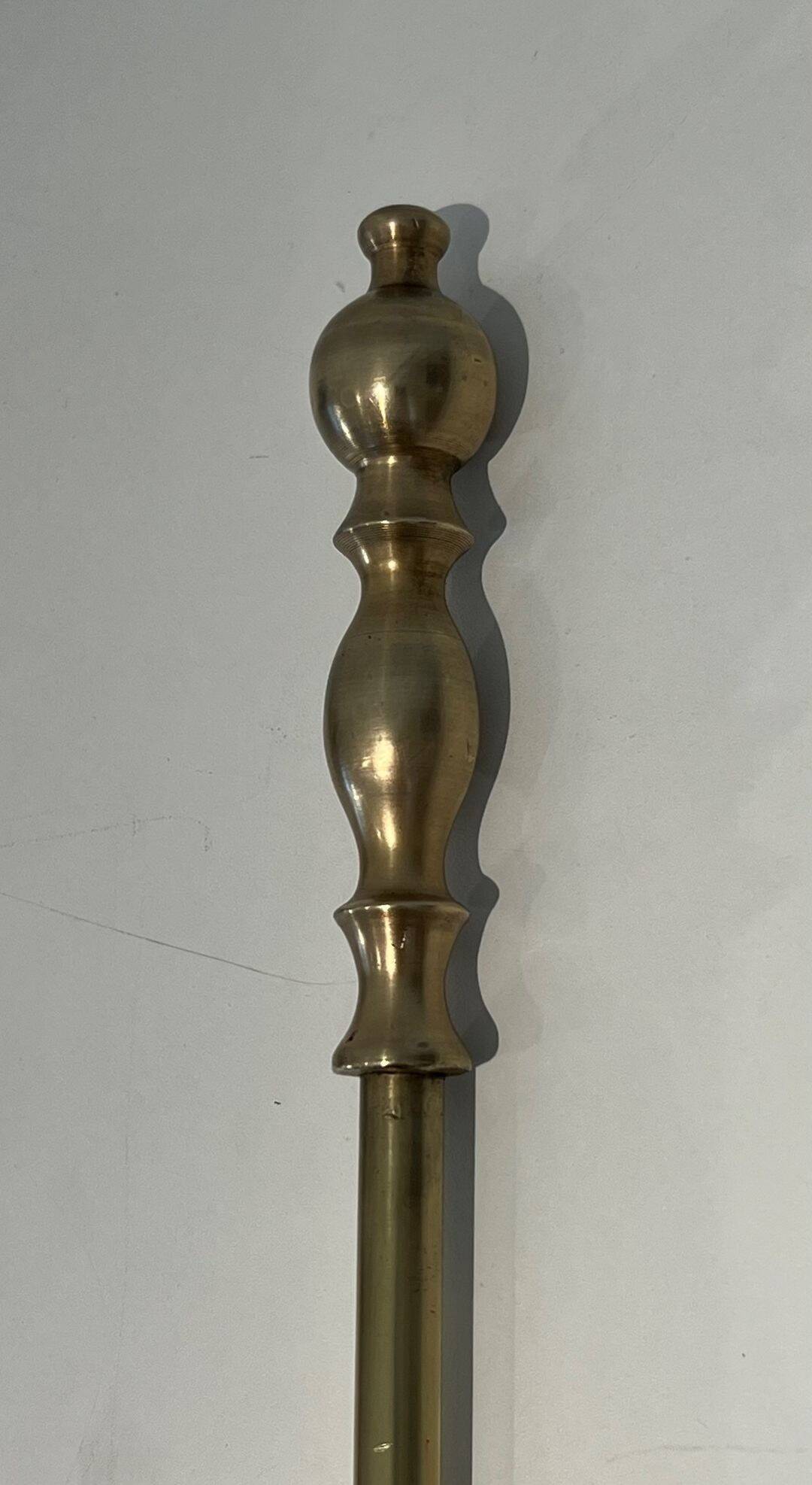 Neoclassical Fire Necessity in Brass with Ball Finials Empi