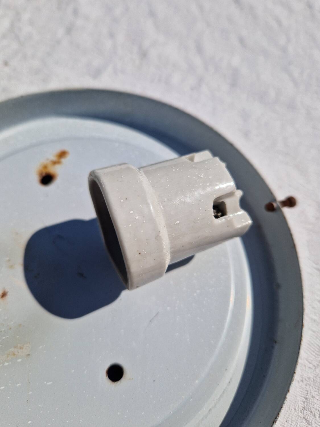 Vintage German Leaf Pattern Glass Sconce or Recessed Light