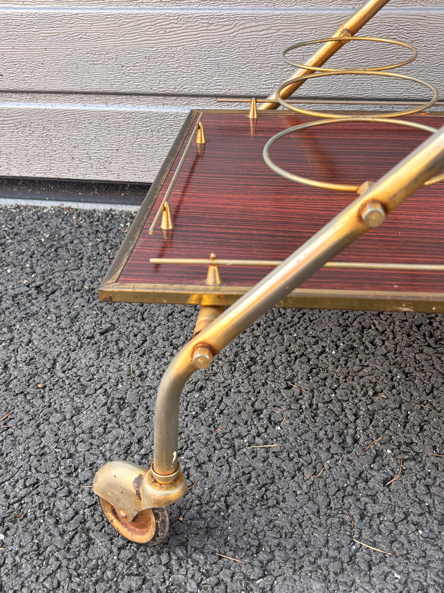 Vintage rolling dessert trolley in red Formica – 1950s/60s