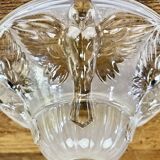 Art Deco lamp with glass tube base Petitot bird basin signed Jean Boris Lacroix