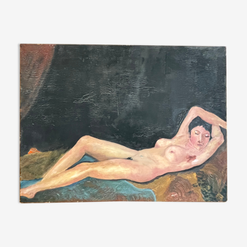 Huile sur toile, femme nue dormant 1972