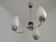 French Vintage Retro 3 Light Silver Metal Chandelier Pattern Glass Shades