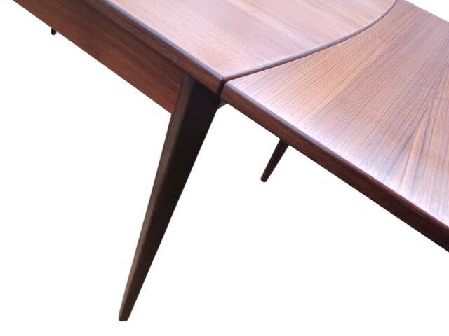 Table à manger scandinave extensible vintage 1960 rectangulaire teck
