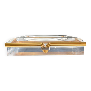 Lucite and brass catchall attributed to Claude Malle/Maison Roméo.