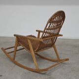 Rocking chair made of wood and wicker by ULUV from Czechoslovakia 1970