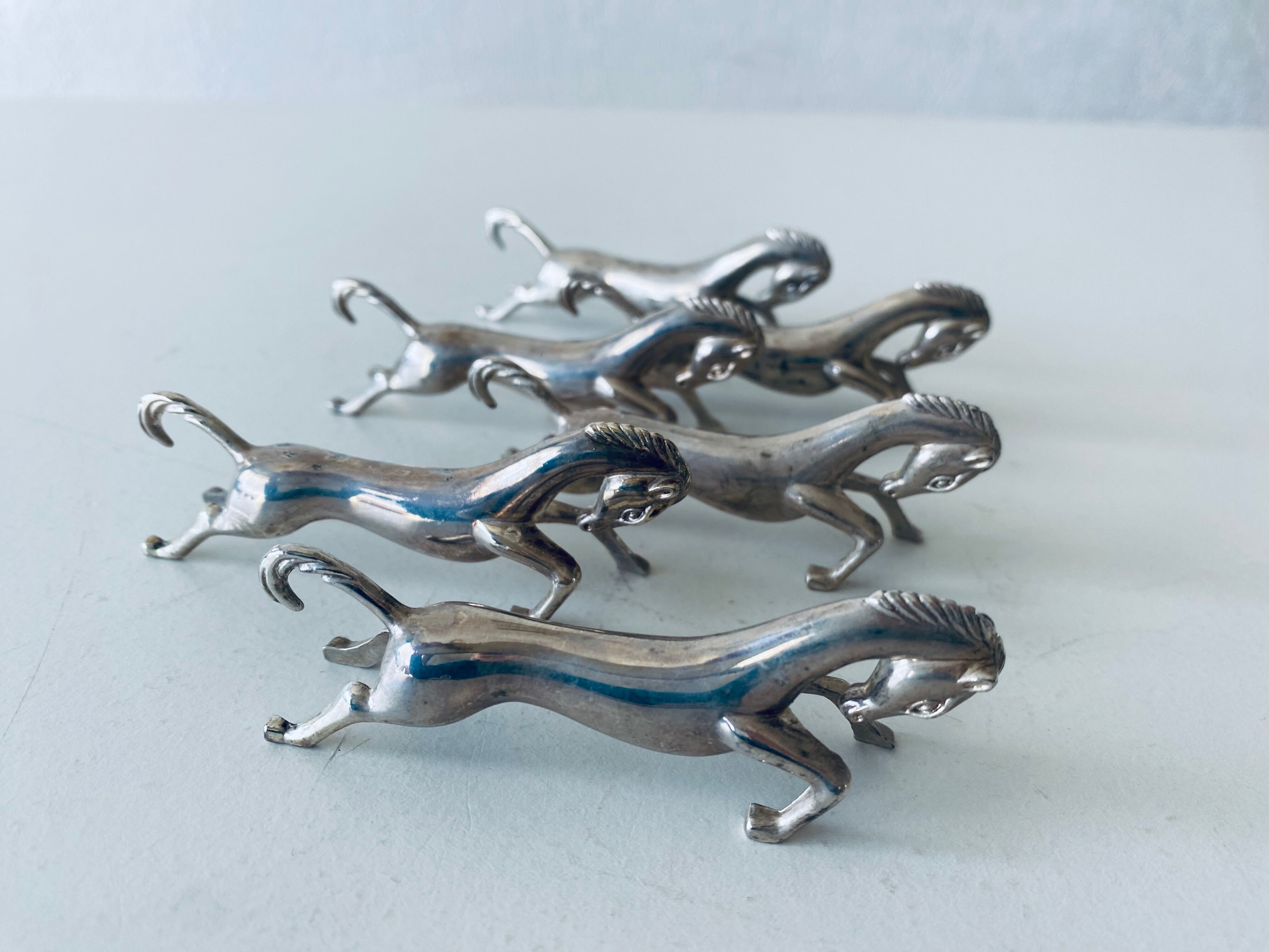 6 knife holders art deco horses