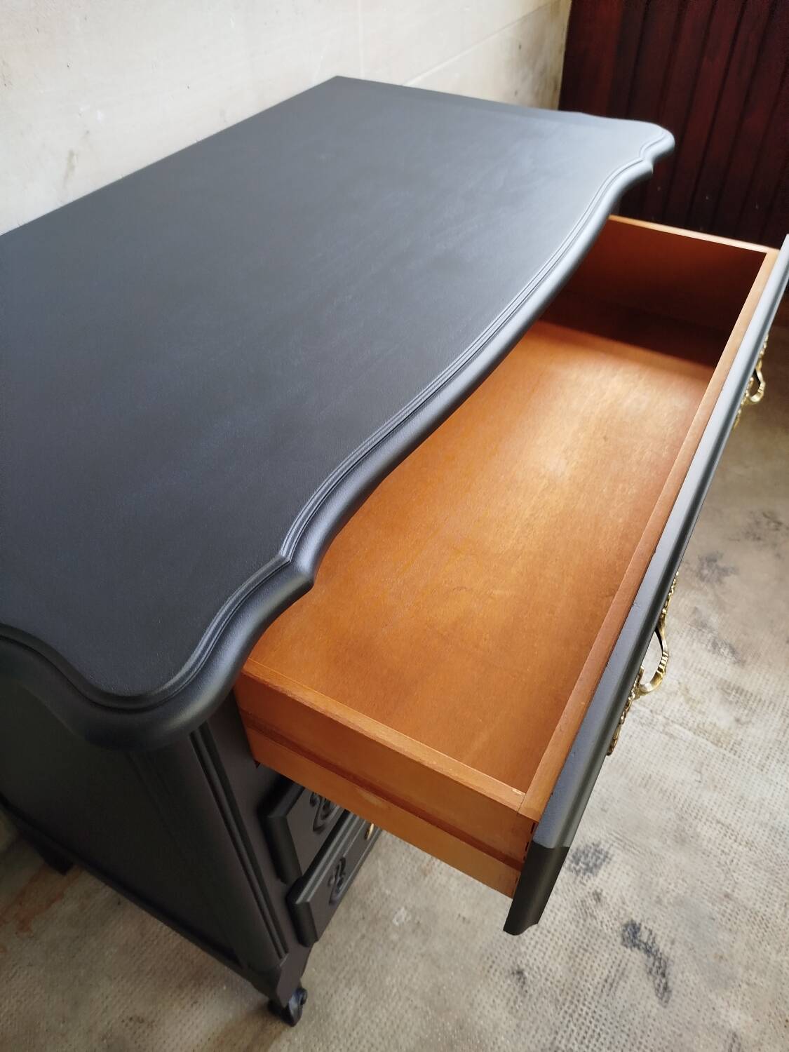 Revamped vintage black chest of drawers