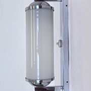 Large Bauhaus Wall Sconce in Chrome and Opaline Glass, 1930s – Czechoslovakia, Marked