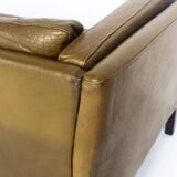 1970s brown leather sofa by Vejen Polstermøbelfabrik