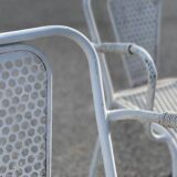 Set of 3 Industrial Metal Bistro Armchairs / France 1960 by Rene Malaval