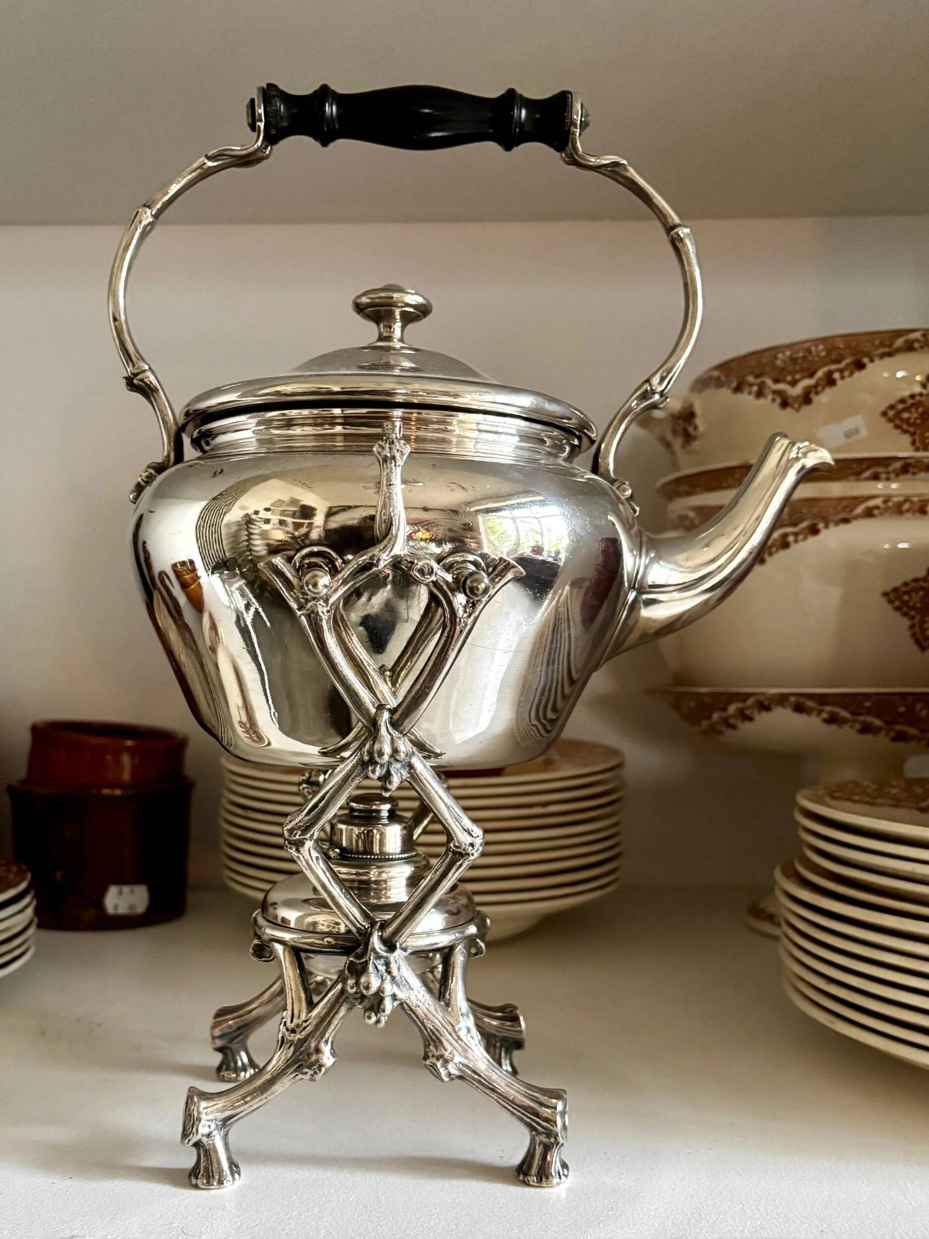 Samovar Christofle en métal argenté et ébène, vers 1860