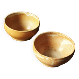 A set of 2 vintage marbled stoneware bowls