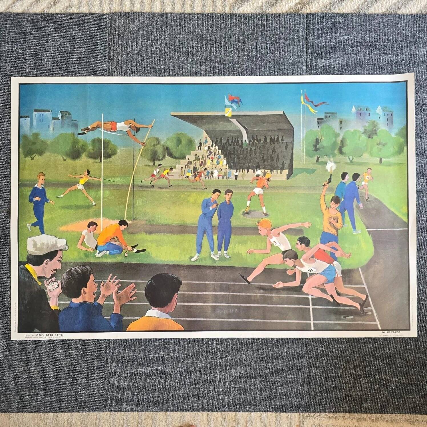 Old school poster Ogé-Hachette The Stadium & The Menagerie – 1960s