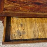 Buffet Empire, plateau en losanges, marqueterie de bois