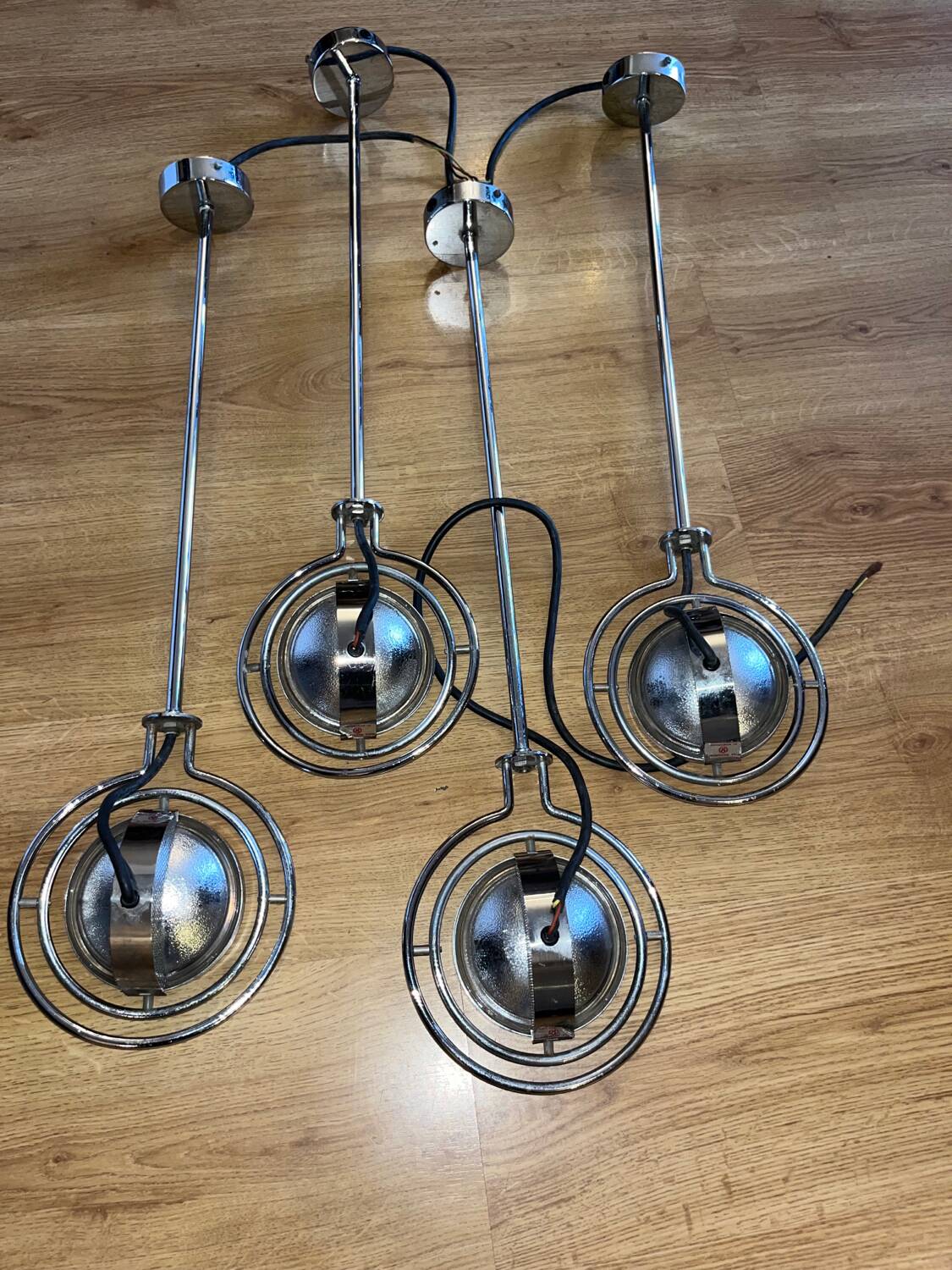 4 adjustable chrome Mole Richardson spotlights
