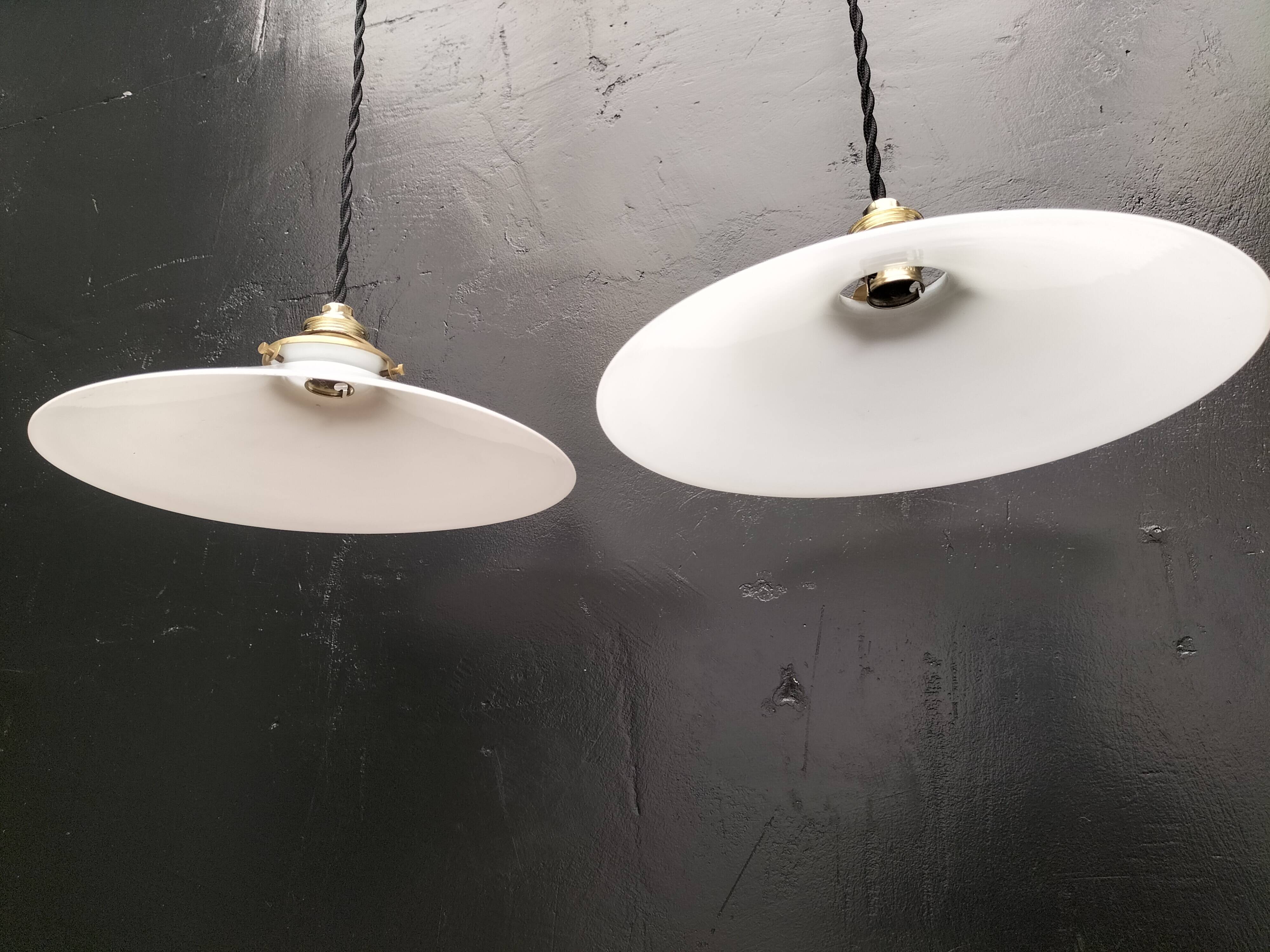 2 opaline pendant lights