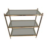 Three tier brass and glass console