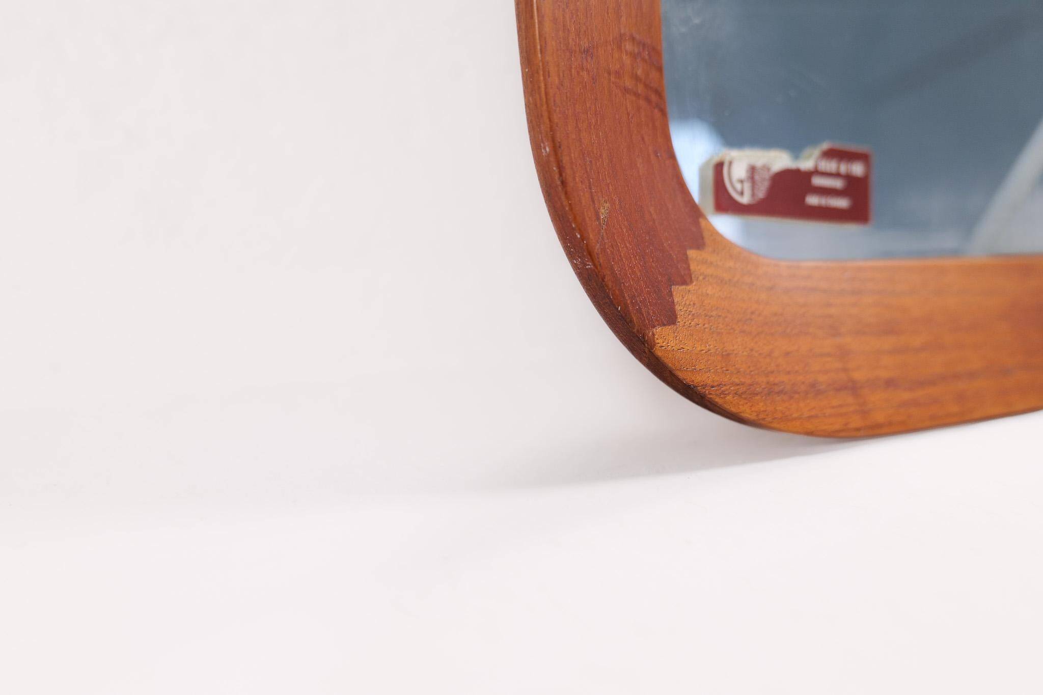 Mid-century modern sculptural wall mirror, teak, crystal glass, Glas & Trä, 1960s