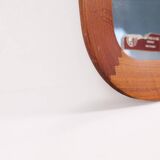 Mid-century modern sculptural wall mirror, teak, crystal glass, Glas & Trä, 1960s