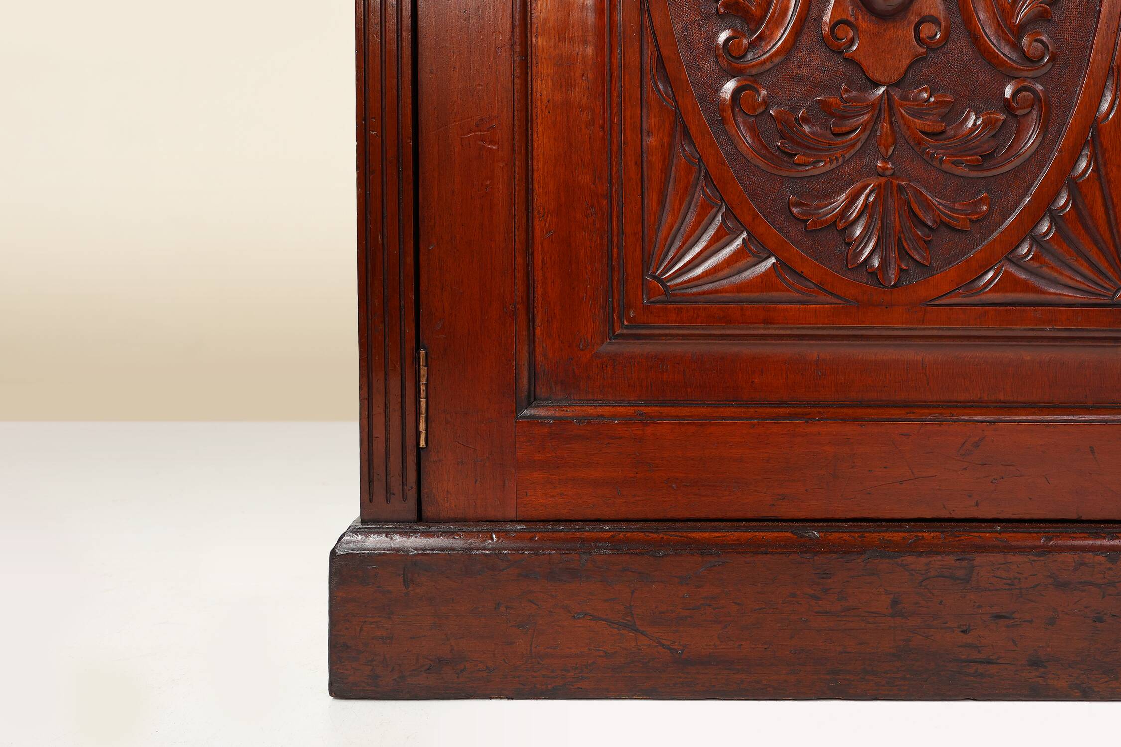 Art Nouveau Display Cabinet or Bookcase in oak with carvings and glass door